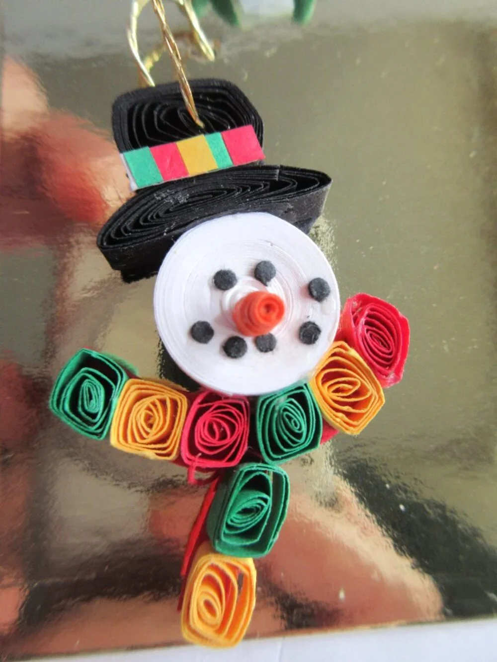 5 Paper Quilled Mini Christmas Ornaments Set in Gift Box Santa, Elf, Snowman